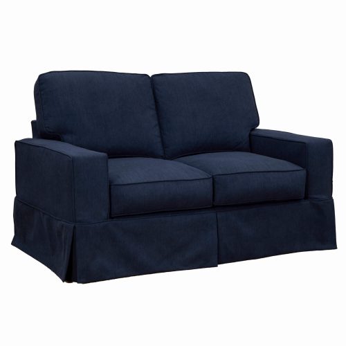 Americana Slipcovered Collection: Loveseat, three-quarter view without pillows. Fabric color: 391049