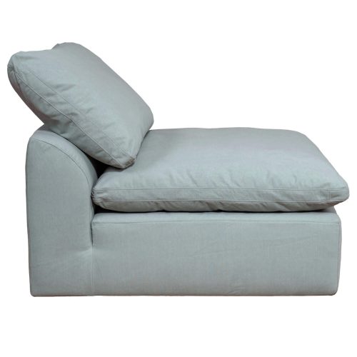 Cloud Puff Collection - Slipcovered Modular Armless Chair in Light Blue 391043 - Side view -SU-145837-391043