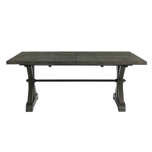 Trestle Dining Collection-Trestle table wtih leaf closed-front view-ED-SK100