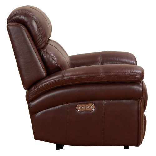 Luxe Leather Collection- Reclining Armchair in Brown - Side view-SU-9102-88-1394-85