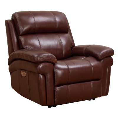 Luxe Leather Collection Reclining Armchair in Brown- Three-quarter view-SU-9102-88-1394-85