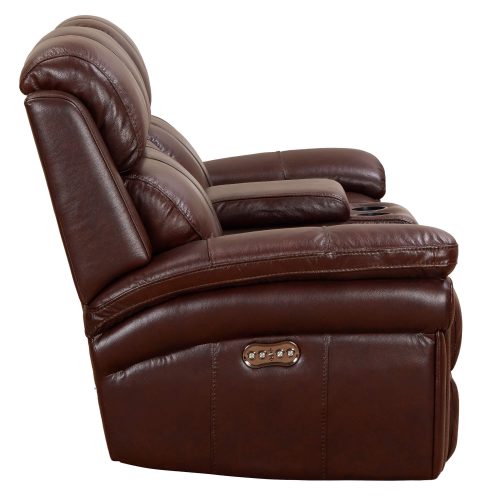Luxe Leather Collection Reclining Loveseat in Brown - Side view-SU-1902-88-1394-73