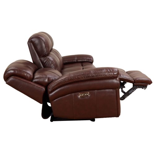 Luxe Leather Collection- Reclining Sofa in Brown - Side view with one side in full recline-SU-9102-88-1394-58