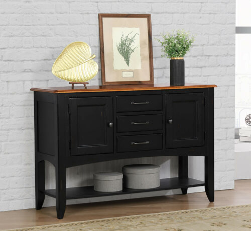 Black Cherry Selections Collection-Sideboard in Black & Cherry-Angle view in room setting-DLU-1122-SB-BCH