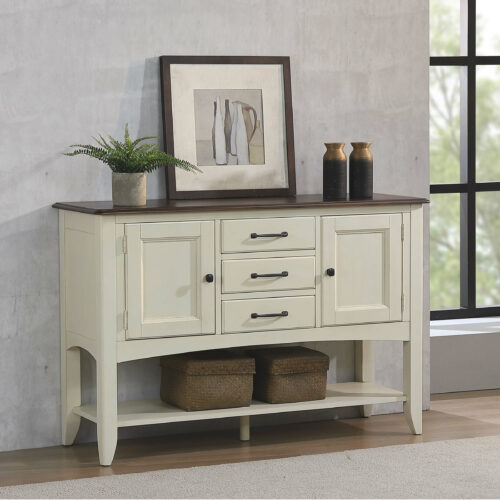 Andrews Collection-Sideboard in Antique White-Angle view in room setting-DLU-1122-SB-AW