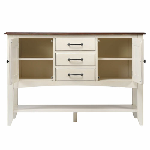 Andrews Collection-Sideboard in Antique White-Front view with doors open-DLU-1122-SB-AW
