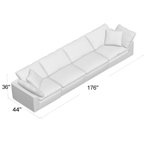 Cloud Puff Collection - 4 PC Sofa Sectional dimensions-SU-1458-2C-2A