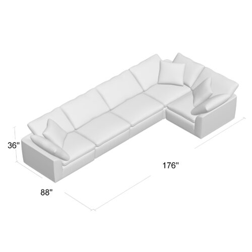 Cloud Puff Collection - 5 PC L-shaped sectional dimensions-SU-1458-3C-2A