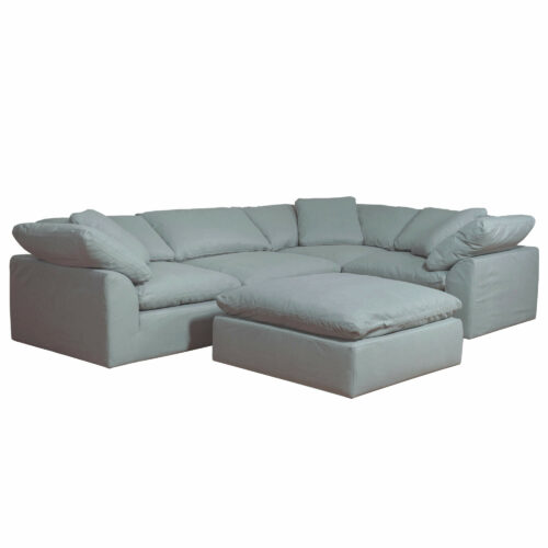 Cloud Puff Collection - Five Piece Sofa Sectional with Ottoman in Light Blue 391043 - Angle view-SU-1458-43-3C-1A-1O