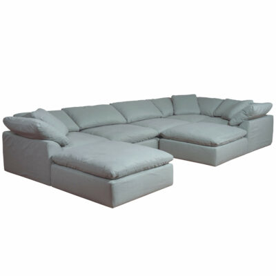 Cloud Puff Collection - Seven Piece Sofa Sectional with Two Ottomans in Light Blue 391043 - Angle view-SU-1458-43-3C-2A-2O