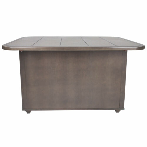 Kitchen island in Antique Gray finish with a gray tile top. Back view-CY-KIT2-AG