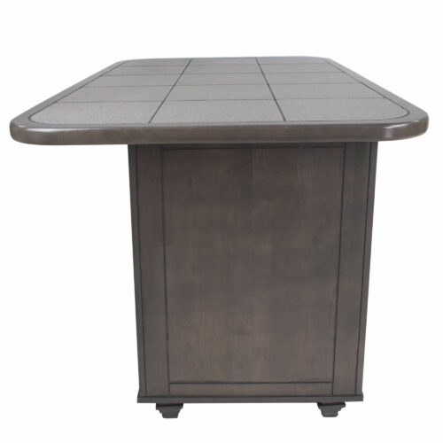 Kitchen island in Antique Gray finish with a gray tile top. Front position-CY-KIT2-AG