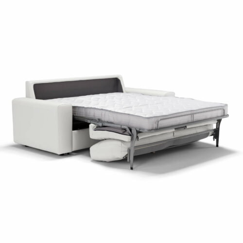 Divine Sleeper Sofa - Angle view of bed pulled out- White-SU-D329-371L09-74