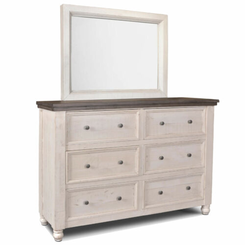 Rustic French Collection - 6 Drawer dresser with mirror-HH-4750-20-310