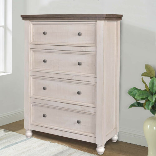 Rustic French Collection - Four drawer chest in room setting-HH-4750-330