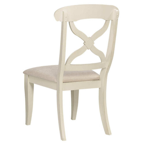 Andrews Dining - Upholstered dining chair finished in antique white, back angle view-DLU-ADW-C12-AW-2