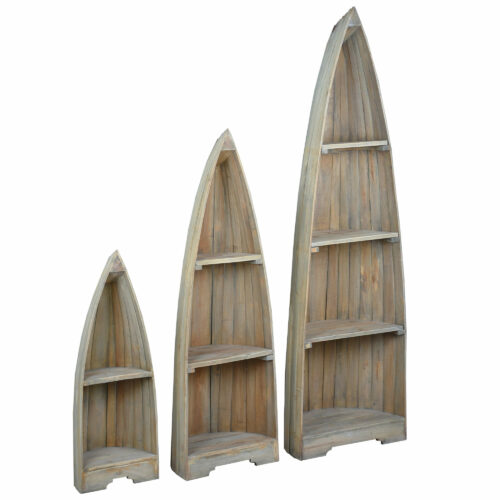 Cottage Collection- 3 Piece Boat Shelves finished in driftwood, angle view-CC-CAB1920S-DW