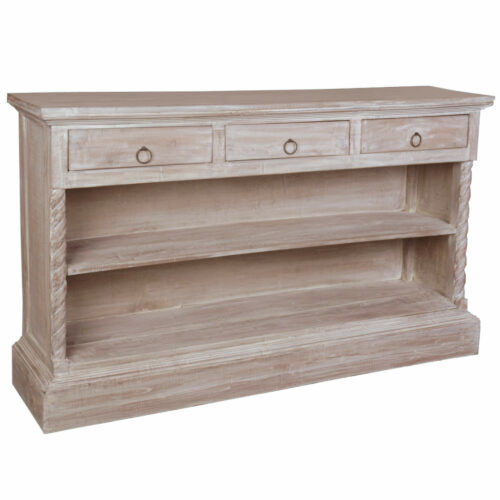 Cottage Collection -Sideboard in limewash, angle view-CC-CAB2235S-LW