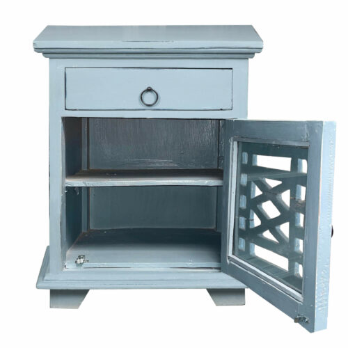 Cottage Collection- Table in beach blue, front view with door open-CC-TAB808TLD-BB