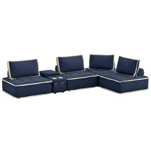 Pixie L Sectional- 4 Arm Chairs and console, angle view-SU-UPX1671135-4A-MNWL