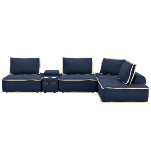 Pixie L Sectional- 4 Arm Chairs and console, front view-SU-UPX1671135-4A-MNWL