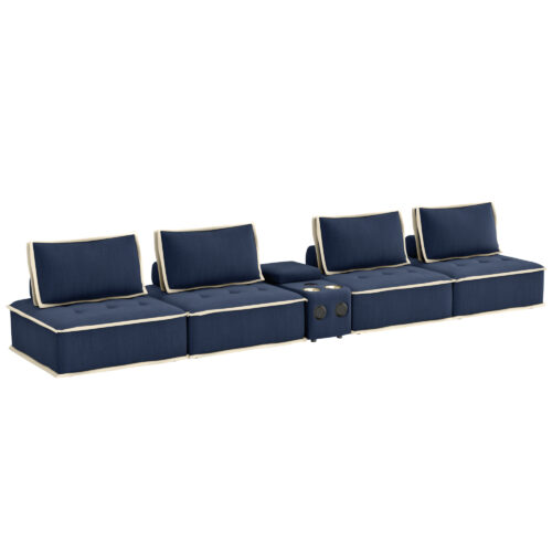 Pixie Sectional- 4 Arm Chairs with console, angle view-SU-UPX1671135-4A-MNW