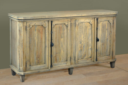 Cottage Collection- Credenza in driftwood, angle view in lifestyle-CC-CAB291S-DW