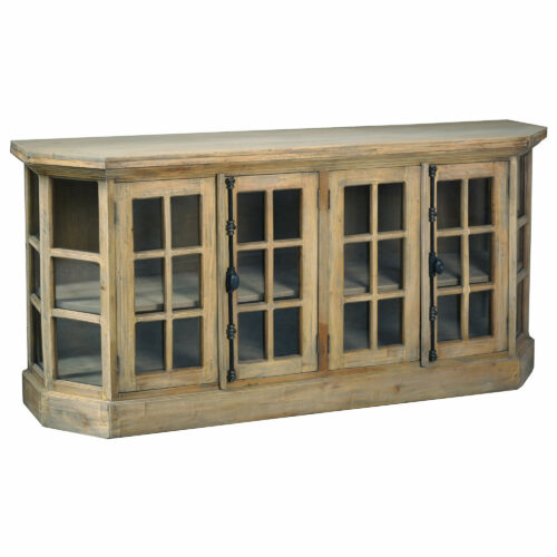 Cottage Collection- Display cabinet in driftwood, angle view-CC-CAB924S-DW