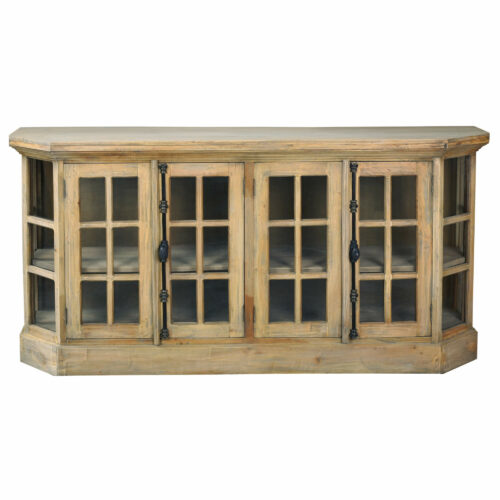 Cottage Collection- Display cabinet in driftwood, front view-CC-CAB924S-DW