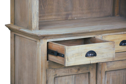 Cottage Collection- Hutch in Driftwood, detail of drawer-CC-CAB175S-DW