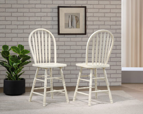 Andrews Collection- Arrowback Counter Stools in all Antique White, room setting-DLU-ADW-B824-AW-2