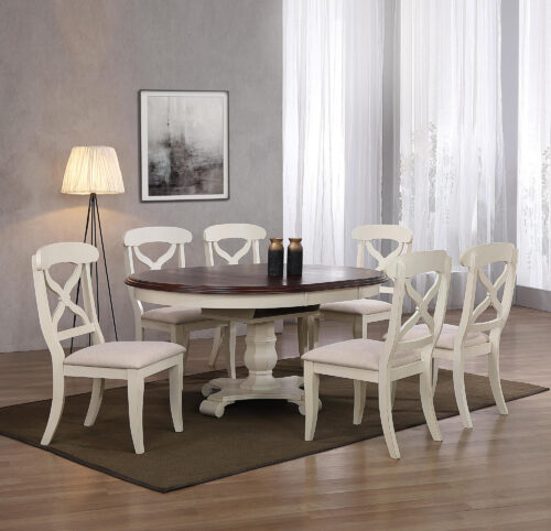 Andrews Collection- Round/Oval table with six X back chairs, room setting-DLU-ADW4866-C12-AW7P