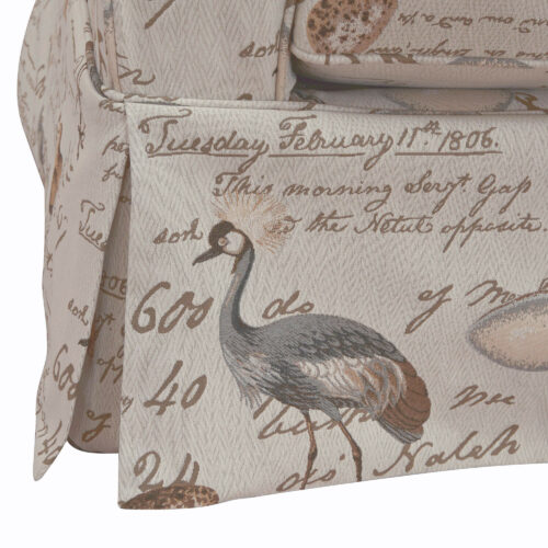 Horizon Collection-Birdscript Slipcovered Swivel Rocking Chair, skirt detail-SU-114993-854825