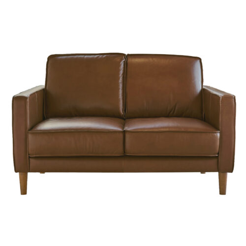 Midcentury Leather Collection- Loveseat in chestnut, Front view-SU-PR15070-86-200E