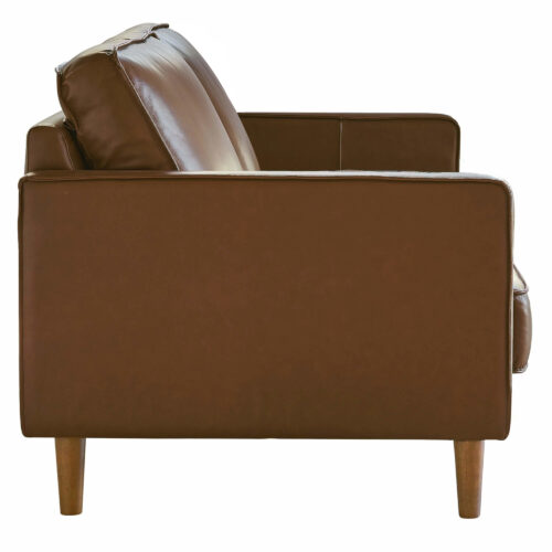 Midcentury Leather Collection- Loveseat in chestnut, Side view-SU-PR15070-86-200E