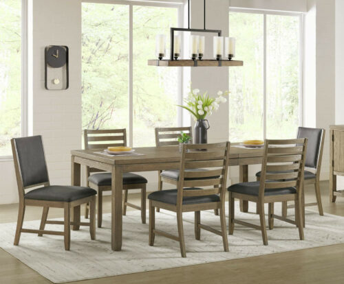 Saunders Collection- Dining set with two upholstered chairs and four ladder back chairs in dining room-ED-D18620TB-2F4S-7P
