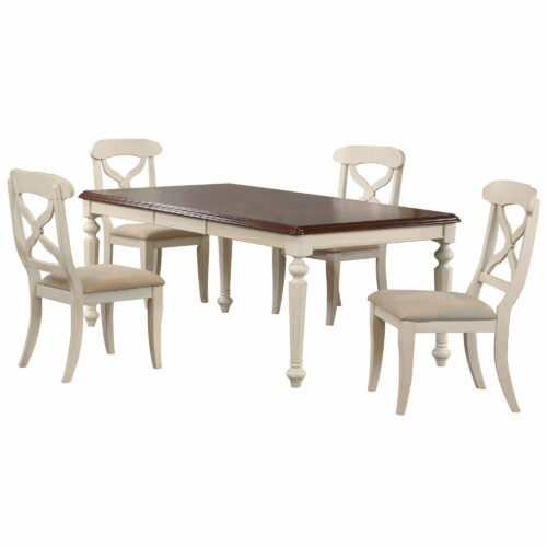 Andrews Collection- Rectangular butterfly table with 4 X-back chairs in antique white-DLU-ADW4276-C12-AW5PC