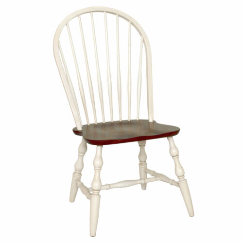 Andrews Collection - Windsor spidleback dining chairs in antique white with a chestnut seat, angle view-DLU-C30-AW-2
