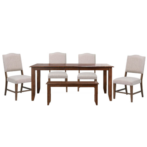 Amish Dining - 6-piece dining set - extendable dining table, four performance chairs, and bench-DLU-BR4272-C85-BNAM6P