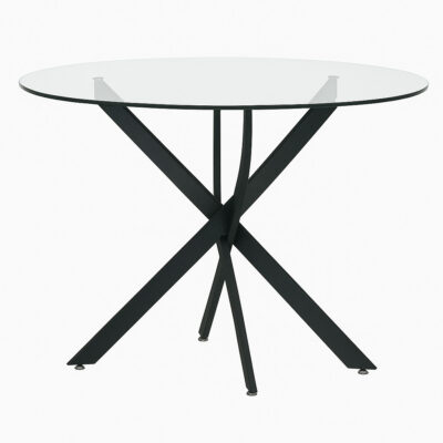 Eclipse 42" Round Dining Table G5124 - Clear Glass / Matte Black