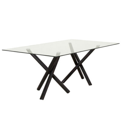 Finn 71x39.5 Dining Table G5168 - Clear Glass / Matte Black