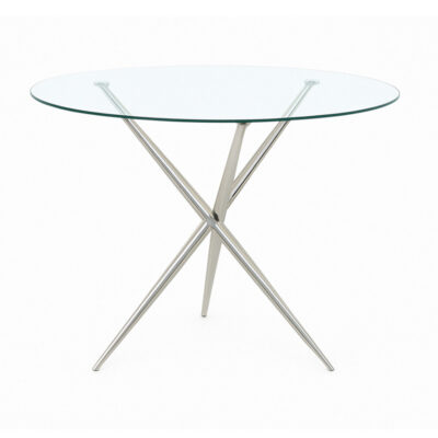 Eva 44" Round Dining Table K5149 - Clear Glass / Chrome