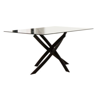 Lena 63x35.5 Dining Table K5338 - Clear Glass / Matte Black