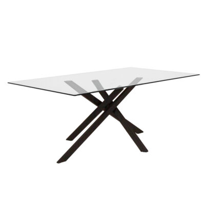 Nero 71x39.5 Dining Table G5479 - Clear Glass / Matte Black