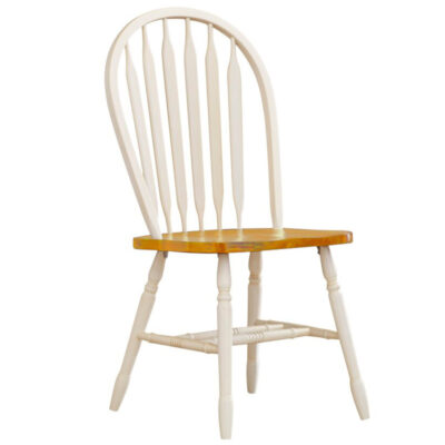 Arrowback Dining Chairs - Antique White & Light Oak (38")