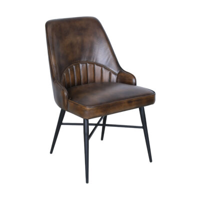 Leeds 21" Dining Chair in Antique Whiskey Leather