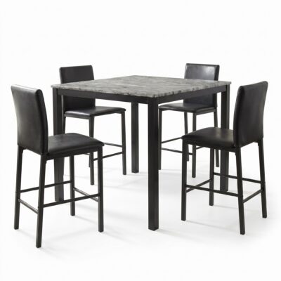 Julie 5 PC Pub Set K2289-75 - Faux Marble / Black Base