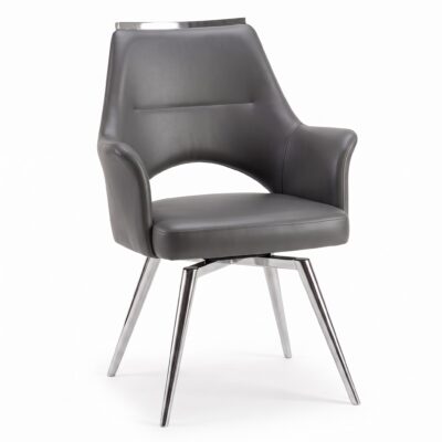 Ava G5033-01 Swivel Dining Chair - Charcoal Gray/ Chrome
