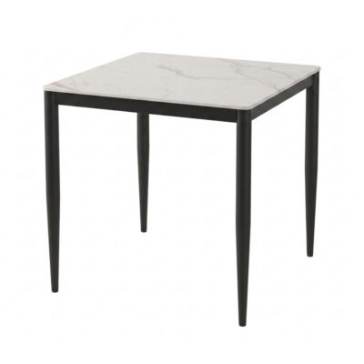 Marta 32x32 Dining Table G5458 - White Sintered Stone / Matte Black