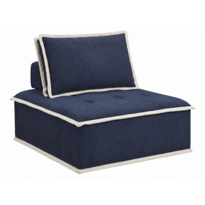 Pixie Armless Modular Chair - Navy Blue & Natural